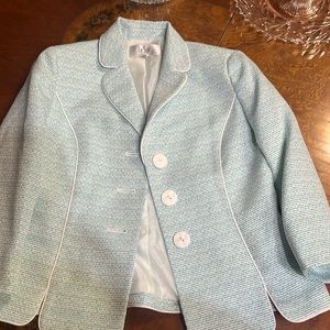 Sz 4 light blue /white le suit blazer
